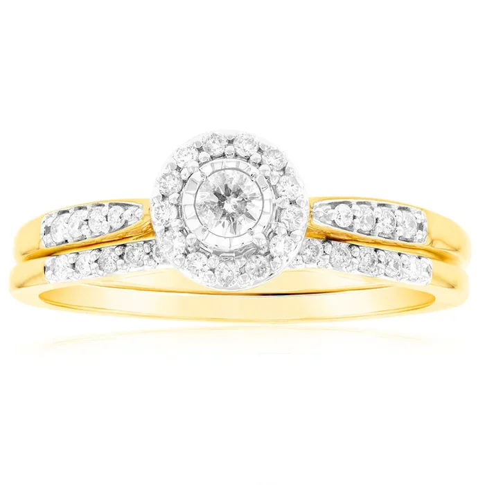 9ct Yellow Gold 1/4 Carat Diamond With 36 Brilliant Cut Diamonds