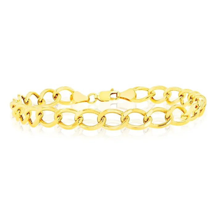 9ct Yellow Gold 150 Gauge Open Curb 20cm Bracelet