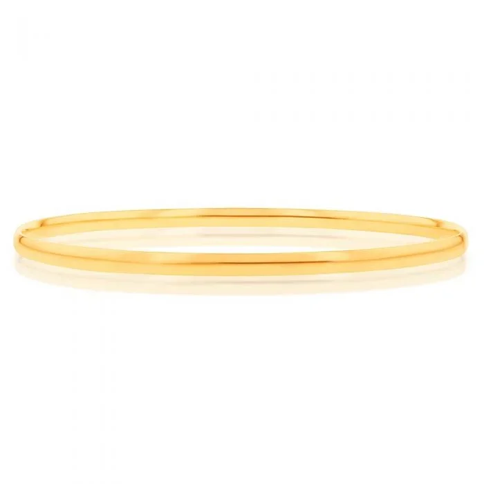 9ct Yellow Gold 3mm Half Round 65mm Bangle