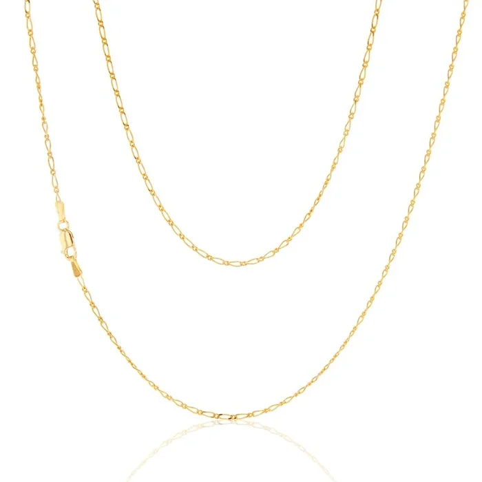 9ct Yellow Gold 40 Gauge 1:1 Figaro 46cm Chain