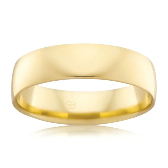 9ct Yellow Gold 6mm Crescent Ring. Size S