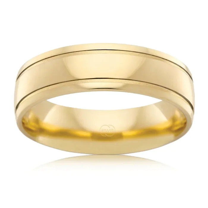 9ct Yellow Gold 6mm Half Round Ring Size U