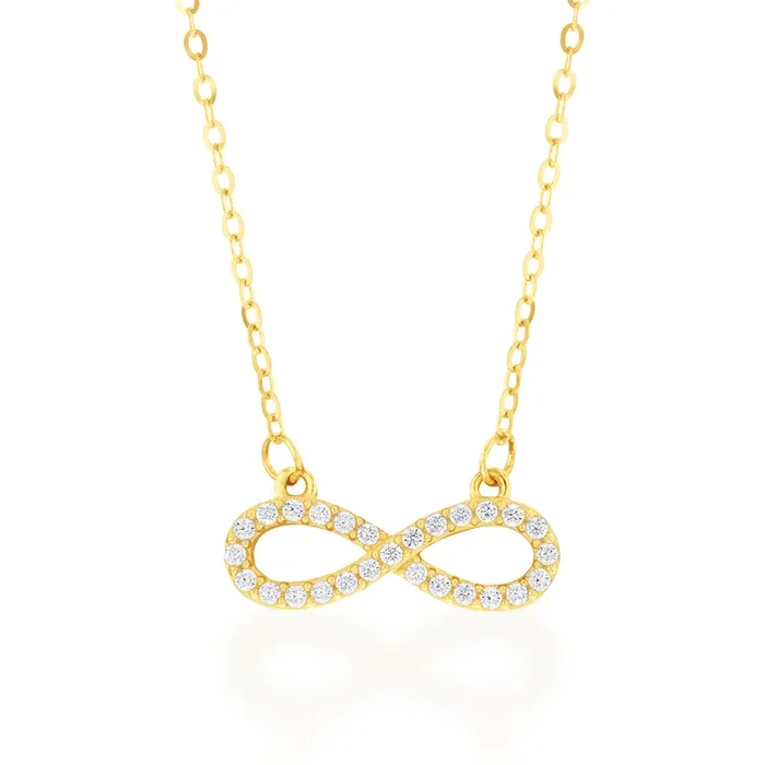9ct Yellow Gold “Everlasting Love” 45cm Zirconia Infinity Necklet
