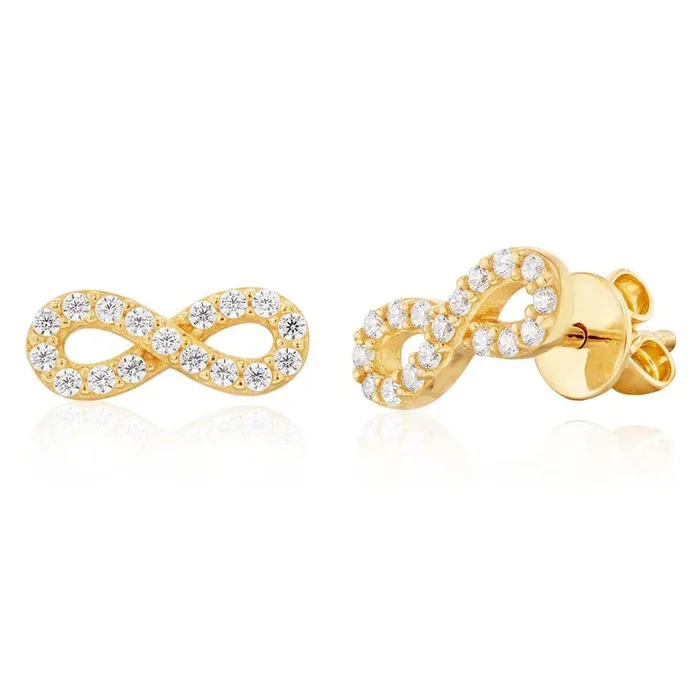 9ct Yellow Gold “Everlasting Love” Zirconia Infinity Stud Earrings