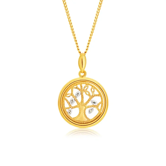 9ct Yellow Gold “Tree of Life” Diamond Pendant Set with 5 Brilliant Diamonds