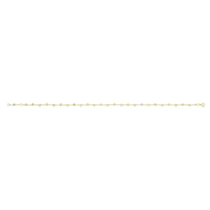 9ct Yellow Gold Ball Charms on 27cm Trace Link Anklet