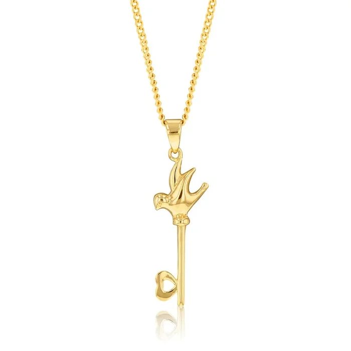 9ct Yellow Gold Bird And Butterfly Key Pendant