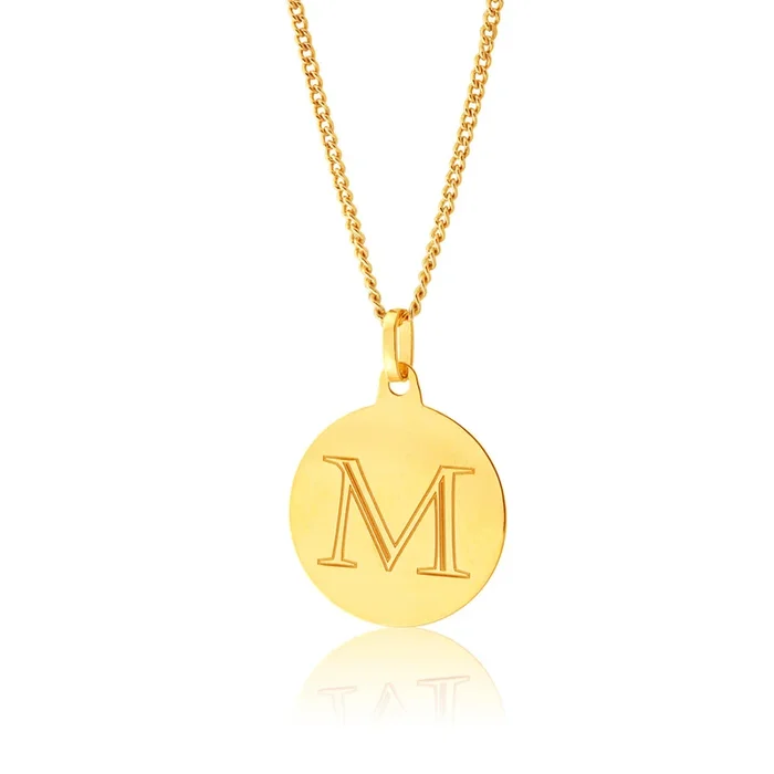 9ct Yellow Gold Charm With Initial “M” Pendant
