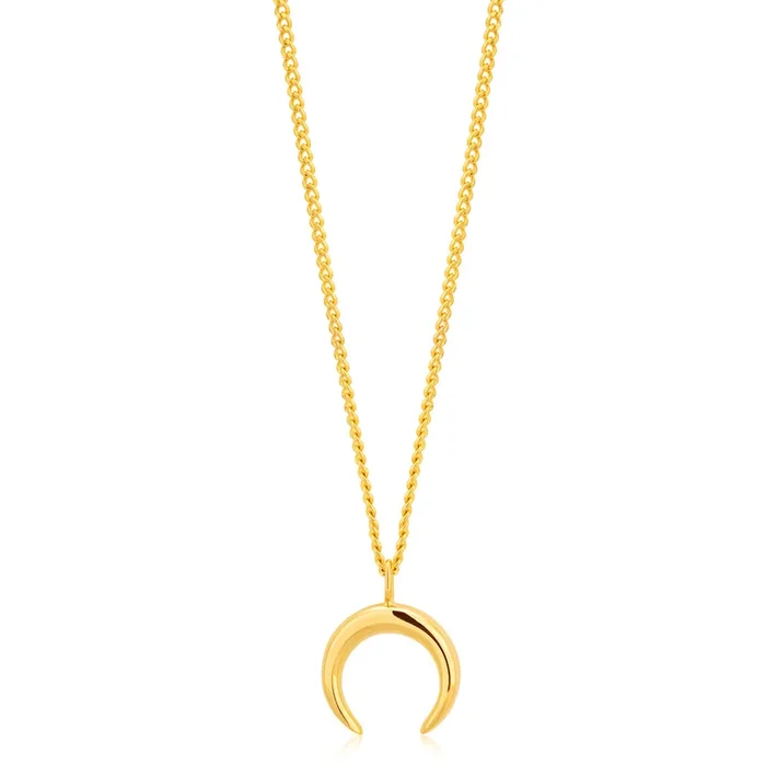 9ct Yellow Gold Crescent Moon Pendant