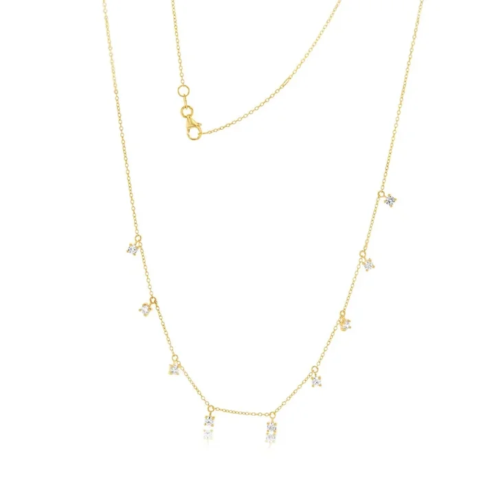 9ct Yellow Gold Cubic Zirconia Droplet 45cm Chain