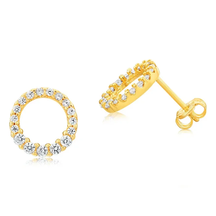 9ct Yellow Gold Cubic Zirconia Graduating Polo Stud Earring