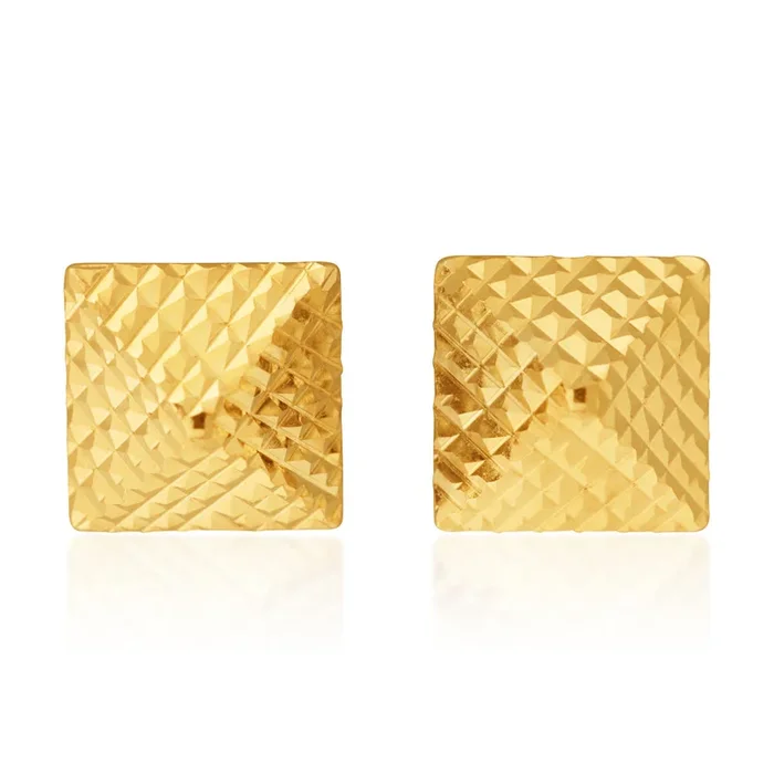 9ct Yellow Gold Diamond Cut Pyramid Stud Earrings