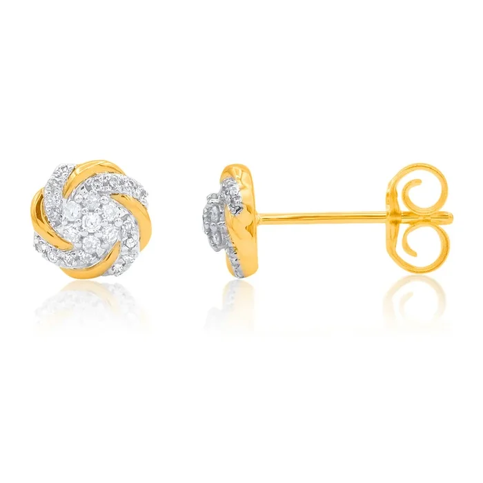 9ct Yellow Gold Diamond Stud With 23 Brilliant Diamonds