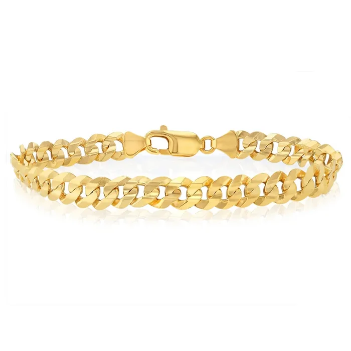 9ct Yellow Gold Flat Wire Concave 170 Gauge 21cm Bracelet