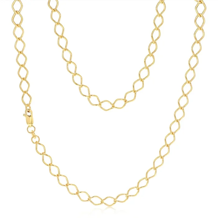 9ct Yellow Gold Hollow 45cm Curb Chain