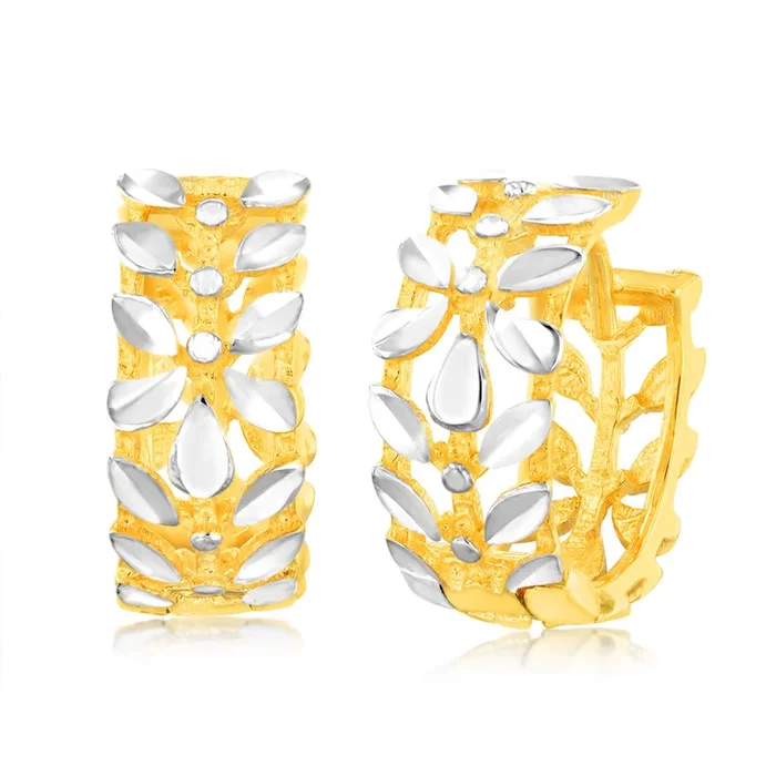 9ct Yellow Gold Hoop Filigree Earrings