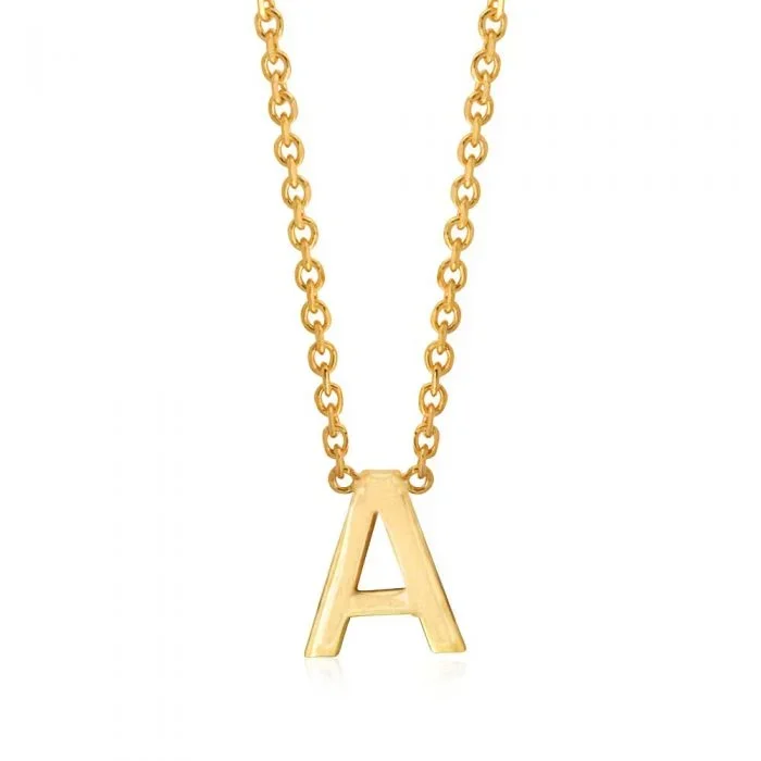 9ct Yellow Gold Initial “A” Pendant On 43cm Chain