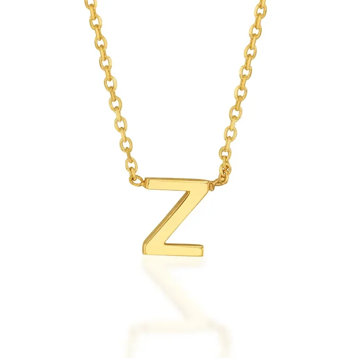 9ct Yellow Gold Initial “Z” Pendant On 43cm Chain