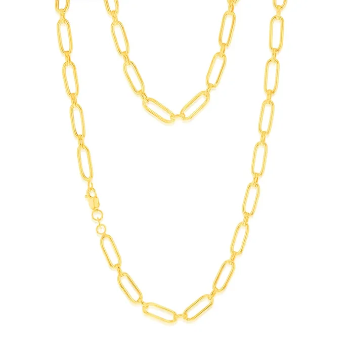 9ct Yellow Gold Paperclip 45cm Chain