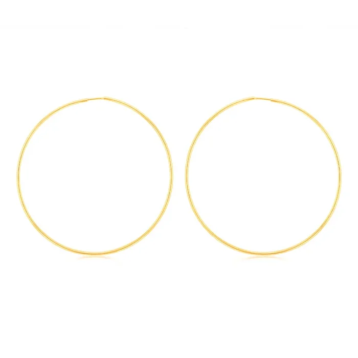 9ct Yellow Gold Plain 30mm Sleeper Earrings
