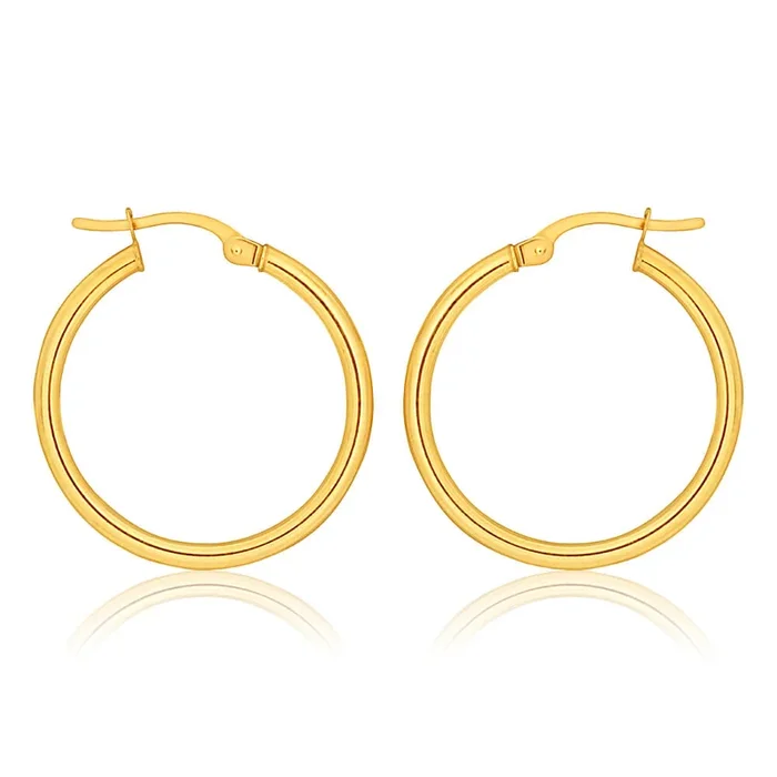 9ct Yellow Gold Plain Hoop 20mm European made