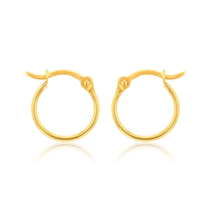 9ct Yellow Gold Polish 10mm Hoop Earring