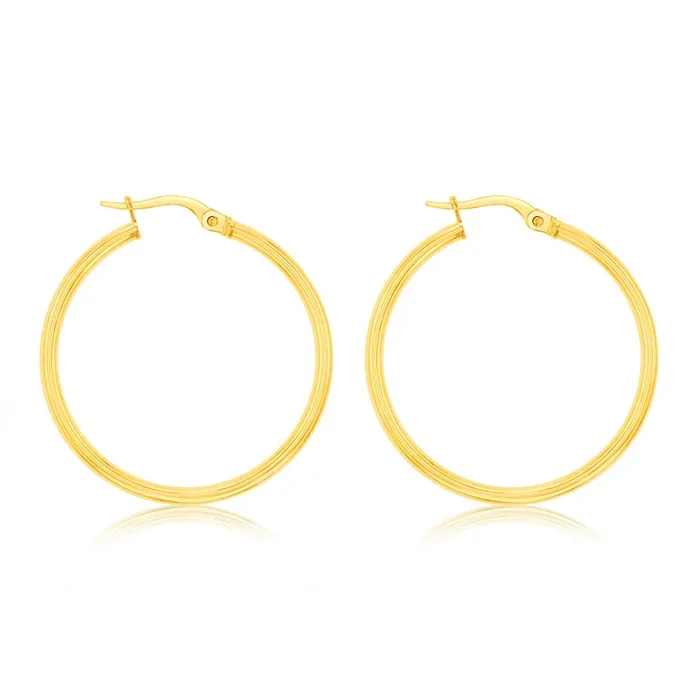 9ct Yellow Gold Polished 25mm Hoop Earrings