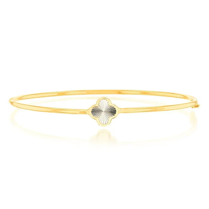 9ct Yellow Gold Rainbow Petal Hinged Bangle