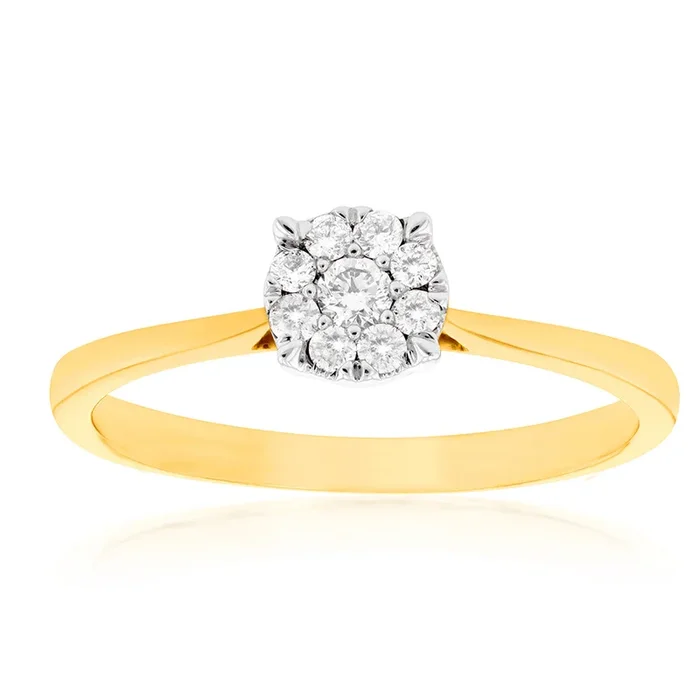 9ct Yellow Gold Ring With 1/5 Carats Of Diamonds and Infinity Detail on Side Profile