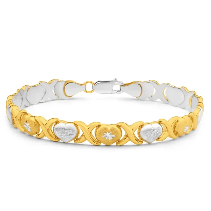 9ct Yellow Gold Silver Filled 19cm Cute Fancy Bracelet