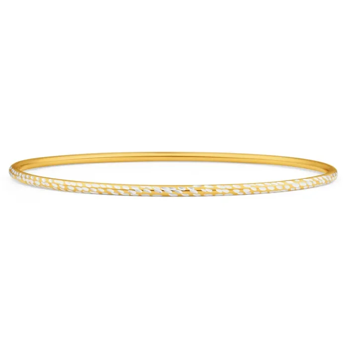 9ct Yellow Gold Silver Filled 2mm By 65mm Bangle