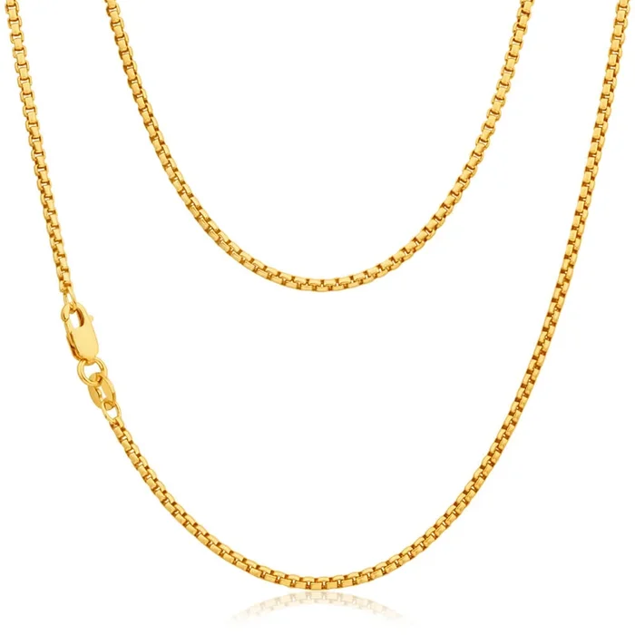 9ct Yellow Gold Silver Filled Box link 40gauge 45cm chain
