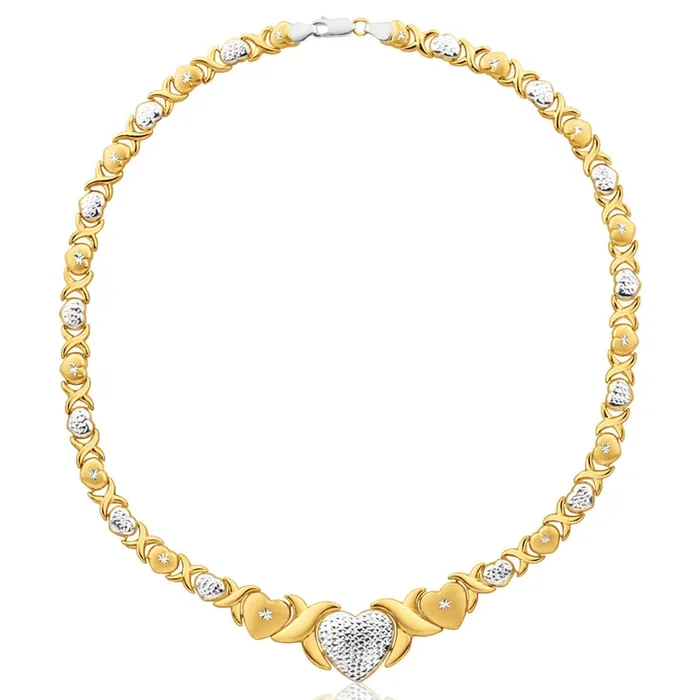 9ct Yellow Gold Silver Filled Heart 45cm Fancy Chain