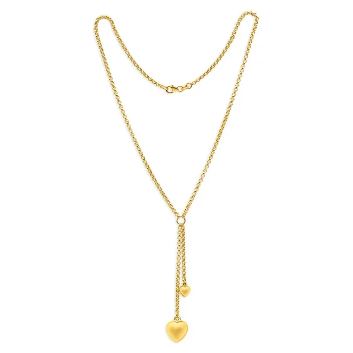 9ct Yellow Gold Silver Filled Two Heart Drop Fancy Chain