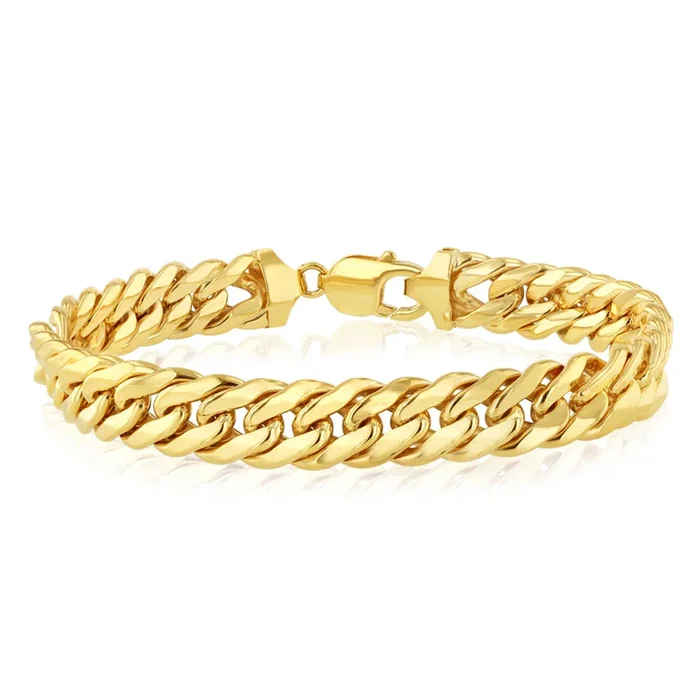 9ct Yellow Gold Silverfilled 210 Gauge Tight Curb 23cm Bracelet