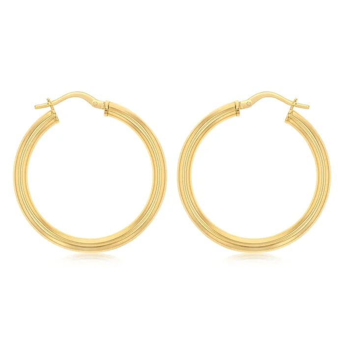 9ct Yellow Gold Silverfilled Hollow 25mm Hoop Earrings