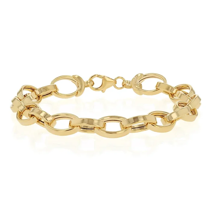 9ct Yellow Gold Silverfilled Hollow Belcher 19cm Bracelet