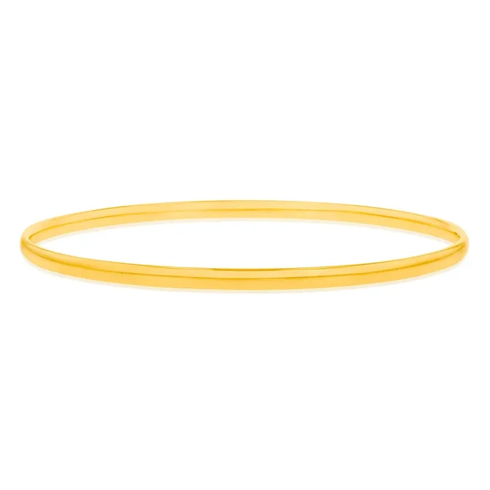9ct Yellow Gold Silverfilled Light Weight 3mm X 65mm Bangle