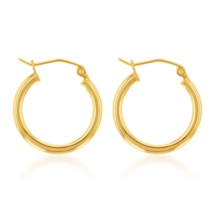 9ct Yellow Gold Silverfilled Plain 15mm Hoop