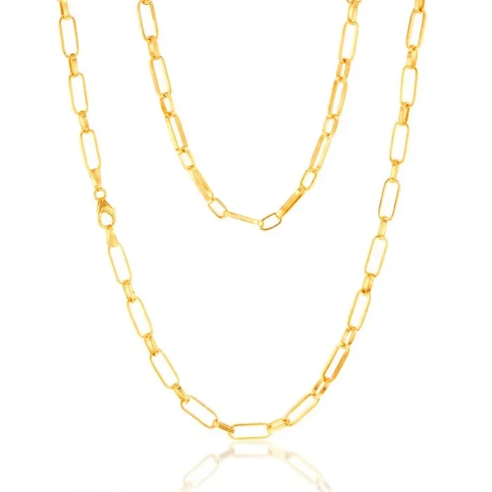 9ct Yellow Gold Silverfilled Small 1+1 Paperclip 45cm Chain