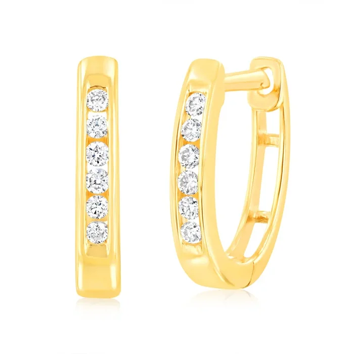 9ct Yellow Gold Splendid Diamond Hoop Earrings
