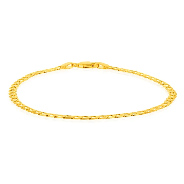 9ct Yellow Gold Superflat Light 80 Gauge Curb 19cm Bracelet