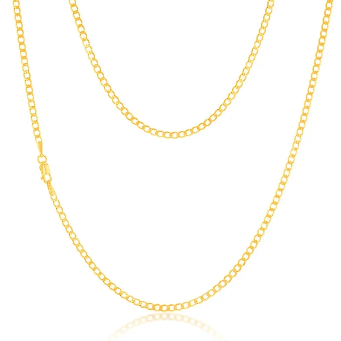 9ct Yellow Gold Superflat Light Curb 65 Gauge 50cm Chain