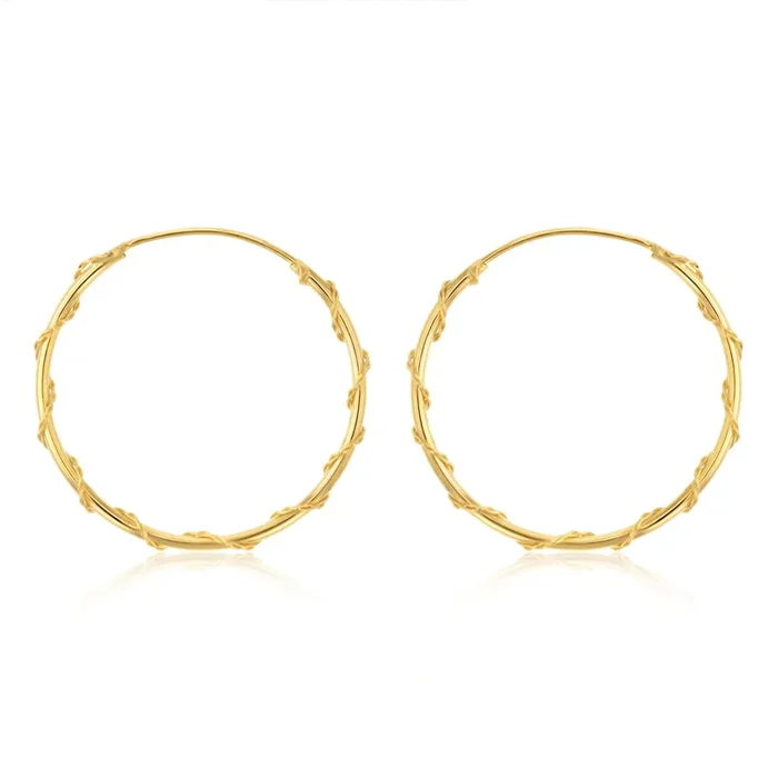 9ct Yellow Gold Twisted Pattern 20mm Sleeper Earrings