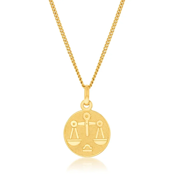 9ct Yellow Gold Zodiac Libra Pendant