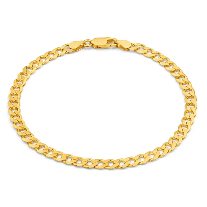 9ct Yellow Solid Gold 21cm 120 Gauge Curb Bracelet