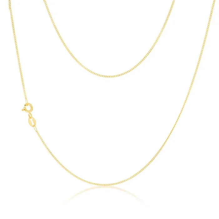 9ct Yellow Solid Gold 30 Gauge Curb 40cm Chain