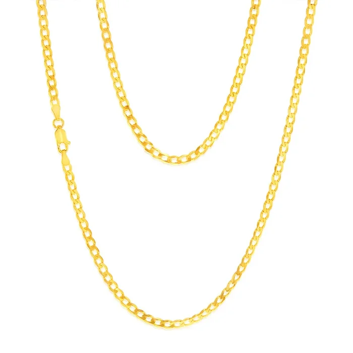9ct Yellow Solid Gold 50cm Curb Chain 100Gauge