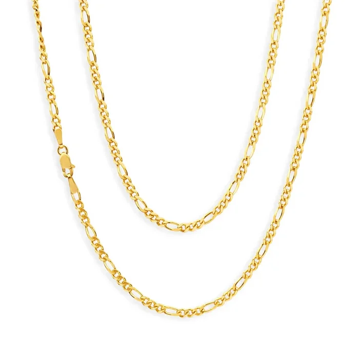 9ct Yellow Solid Gold 55cm 70 Gauge Figaro Chain