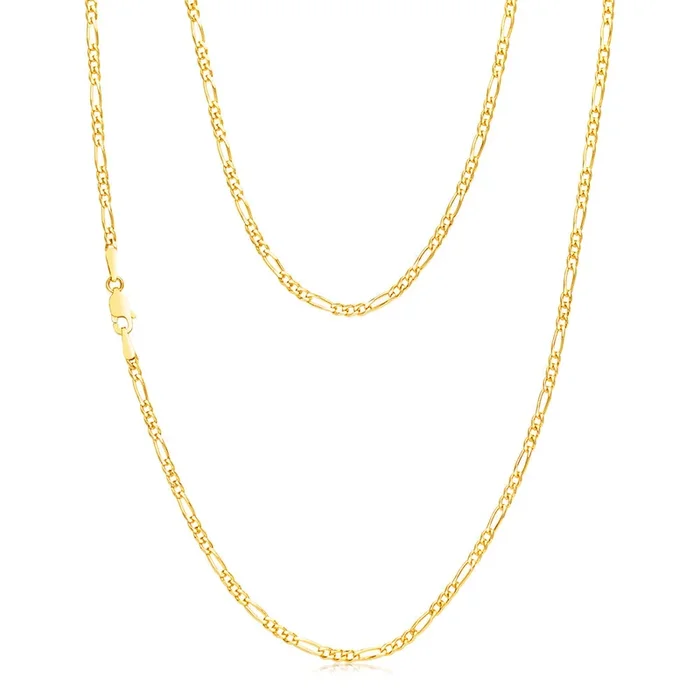 9ct Yellow Solid Gold 55cm Figaro Chain